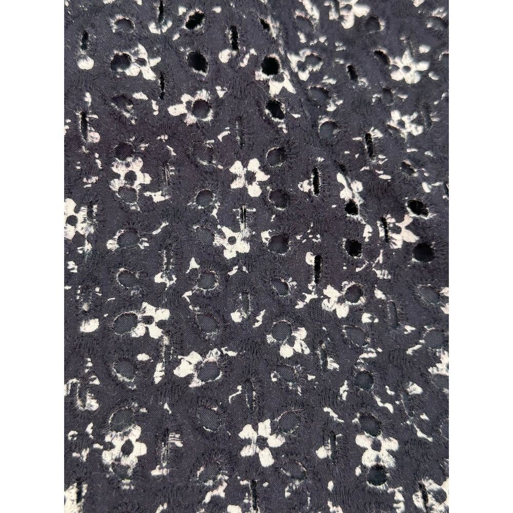 Anthropologie Maeve Lillianne Floral Eyelet Mini Dress Navy Blue Size 6 - Picture 6 of 10